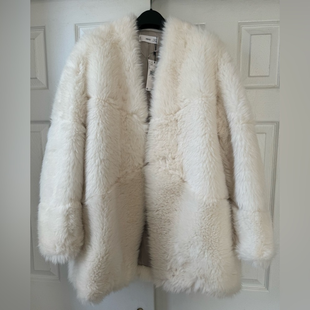 Mango Faux Fur Coat Size L Women